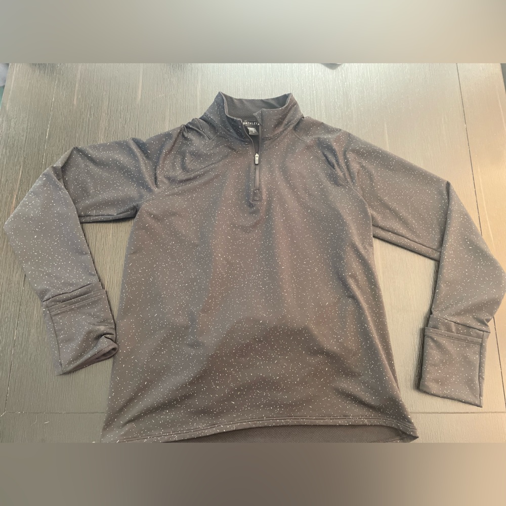 Athleta Black Whistler Cosmos Reflective Stretch LS Top Sz M 1/2 Zip Pullover